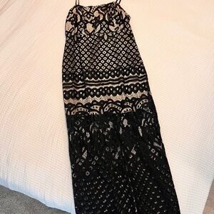 Petal & Pup Tan and Black Spaghetti Strap Maxi Dress